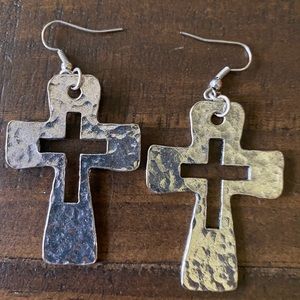 Silver cross earrings
